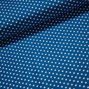 Bavlněné plátno bílý větší puntík na tmavě tyrkysové, š.140cm (látka v metráži)