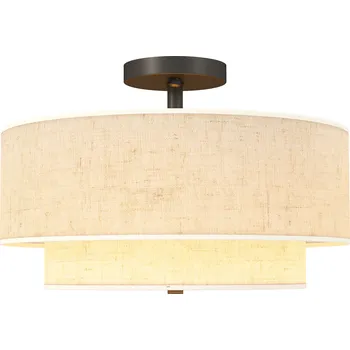 HOMCOM Stropní svítidlo HOMCOM, závěsné svítidlo s dvojitým stínidlem ve vzhledu lnu, krémově bílé