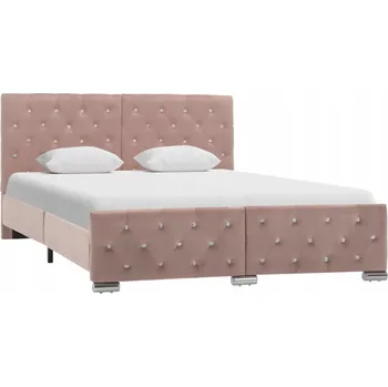 Postel Rám postele 140x200 cm, růžový samet, rozměry 211x146x87 cm