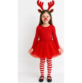 Karnevalový kostým SUPER Kostým Sob Tutu Červená 30cmZES907 Čelenka Nos Punčocháče 3–6 Let 4el