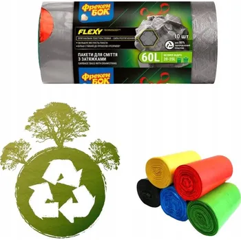 Pytle na odpadky Pytle na odpad s páskou "Flexy" grafitové "Freken Bok" [60 l / 10 Ks]