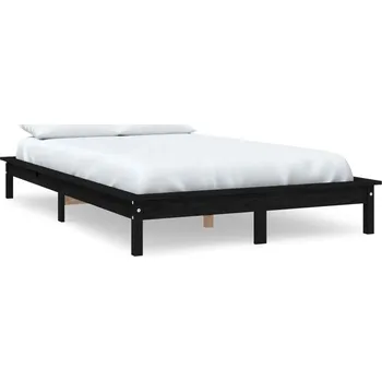 Postel Černý rám postele z masivního borovicového dřeva 202 x 151,5 x 26 cm