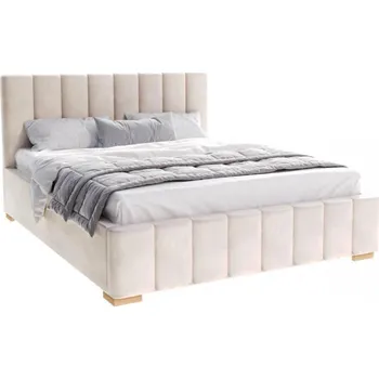 Postel Čalouněná postel AUSTIN 90x200 cm Krémová Trinity s úložným prostorem kovový rošt