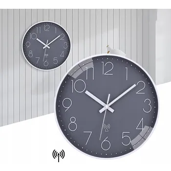 Hodiny HODINY NA ZEĎ KULATÝ 30 CM TICHÉ ŘÍZENÉ RÁDIEM AUTOMATICKÉ NASTAVENÍ ČASU