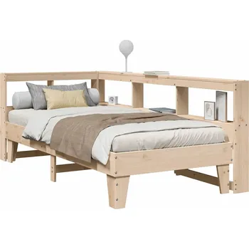 Postel vidaXL Postel s knihovnou bez matrace 90x190 cm masivní borovice [3324560] Barva: Hnědá