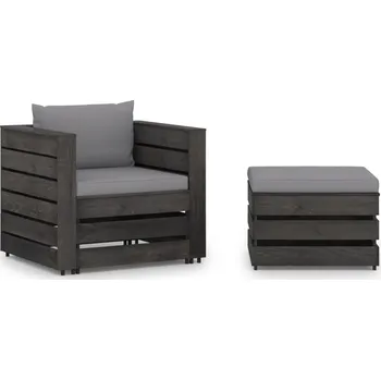 Zahradní sestava vidaXL 2dílná zahradní souprava s poduškami zeleně impregnované dřevo [3068145] Barva: Šedá