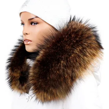 Sikora Kožešinový lem na kapuci - límec mývalovec snowtop melír hnědo - béžový M 33/14 (75 cm)