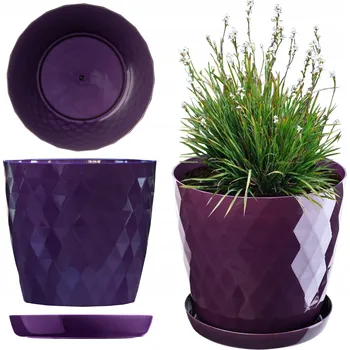Květináč Fialový plast Květináč Kadax 16 cm x 16 x 15 cm