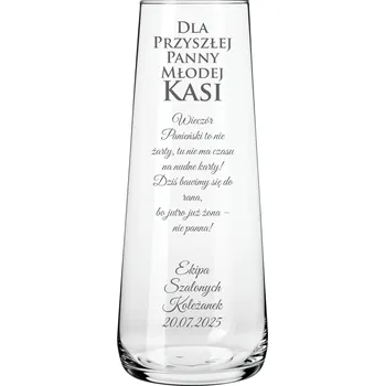 Váza VELKÁ SKLENĚNÁ VÁZA S S GRAVÍROVÁNÍM 24 cm DÁREK K VÝROČÍ SVATBY SKLO SVATBA KROSNO