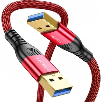 Datový kabel USB kabel typ A 3.0 XGMATT 0,5 m 5 Gb/s samec - samec opletený červený