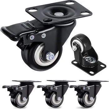 Pojezdové kolečko 8x Otočná kolečka - s brzdou i bez brzdy, otočná o 360°, 50mm gumová kolečka, sada pro vozík