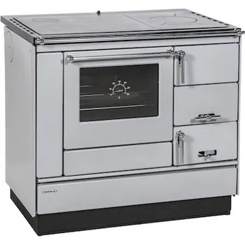 Sporák na tuhá paliva KVS Moravia TP 9100 světle šedý levý chromované doplňky, broušená plotna (VSP 9103.S482)