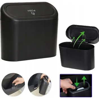 Odpadkový koš 2 Odpadkový koš do auta, malý odpadkový koš s víkem Klips, černá nádoba