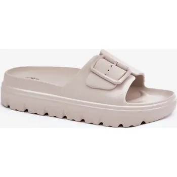 Dámské polobotky Dámské pěnové pantofle na platformě s přezkou – béžové Velikost: 41