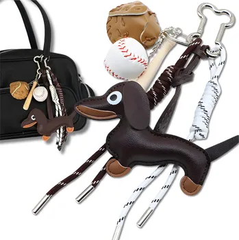 Camerazar Přívěsek na klíče, taška, kroužek na klíče, přívěsek, jezevčík, baseballová sada