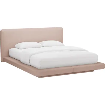 Postel Micadoni Růžová bouclé dvoulůžková postel Linea 180 x 200 cm