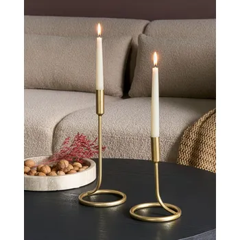 Svícen Svícen černý a zlatý kov 25 cm kulatý tvar moderní dekorace Beliani