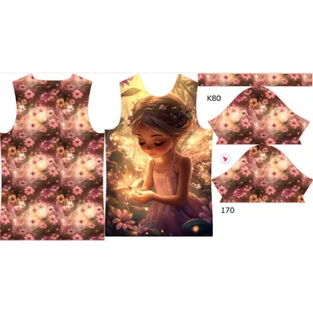 Panel na dětské funkční tričko s krátkým rukávem 170 víla září