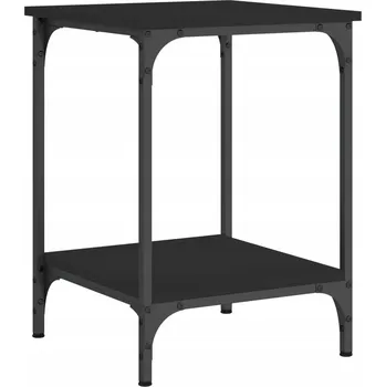 Konferenční stolek Černý konferenční stolek s policemi, 40 x 40 x 55 cm, dřevotříska