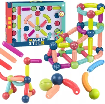 ostatní stavebnice VELKÉ MAGNETICKÉ STAVEBNICE STAVEBNICE XXL SILNÉ BEZPEČNÉ 46 dílků
