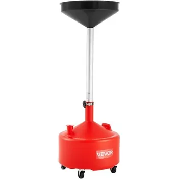 30L vypouštěcí nádrž na odpadní olej, průmyslová vypouštěcí nádrž na kapaliny s nastavitelnou výškou trychtýře, přenosná vypouštěcí nádrž na olej s kolečky, vypouštění kapalin a paliva pro autoservisy, garáže, červená