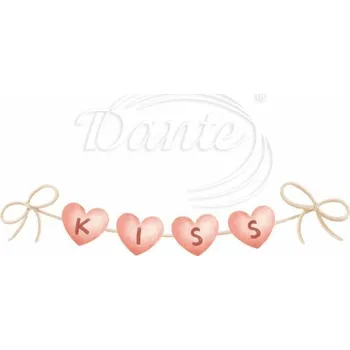 Textilní nažehlovací páska Dante Nažehlovačka Srdíčka na provázku KISS - 6 x 1 cm
