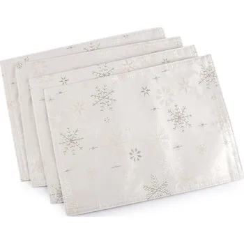 prostírání Vánoční prostírání textilní, oboustranné s jemným lurexem 30x40 cm Varianta: 2 krémová nejsvět. zlatá, Balení: 4 ks