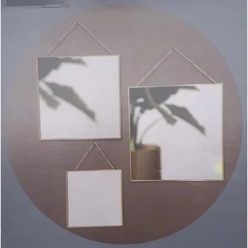 Obraz Nástěnná ZRCADLA VE ZLATÉM RÁMU ČTVERCOVÁ DEKORATIVNÍ 20 30 35 CM 3 KUSY