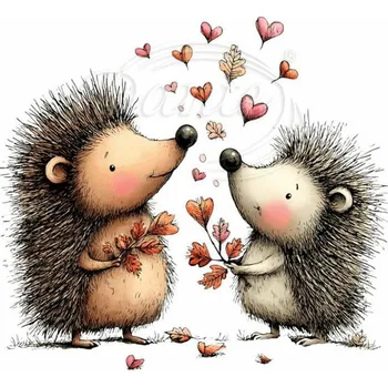 Textilní nažehlovací páska Dante Nažehlovačka Zamilovaní ježci - 6 x 5 cm