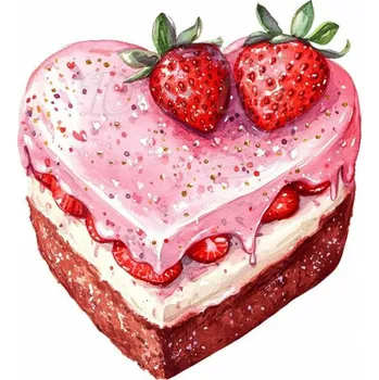 Textilní nažehlovací páska Dante Nažehlovačka Jahodový dortík srdce - 5 x 6 cm