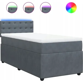 Postel Kontinentální postel s matrací 90x200 cm, tmavě šedá, s LED osvětlením