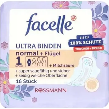 Menstruační vložka FACELLE Vložky s křidélky s kyselinou mléčnou ultra normal 16ks vel 1