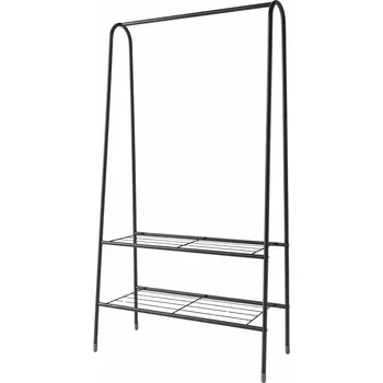 Věšák Volně stojící kovový věšák na oblečení s policemi