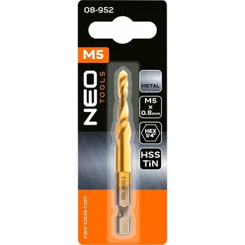 Vrták ZÁVITOVÉ VRTÁKY HSS TiN Vrták M5 x 0,8 mm Hex ZÁVITNÍK závitníky NEO