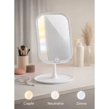 Zrcadlo Zrcadlo zrcadlo s LED osvětlením 26,5 cm – 3 režimy světla, USB, stojací
