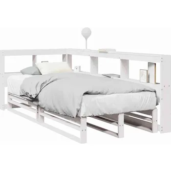 Ložnice vidaXL Postel s knihovnou bez matrace 90x200 cm masivní borovice [3324509] Barva: Bílá