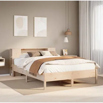 Postel vidaXL Postel s knihovnou bez matrace 120x190 cm masivní borovice [3322843] Barva: Přírodní