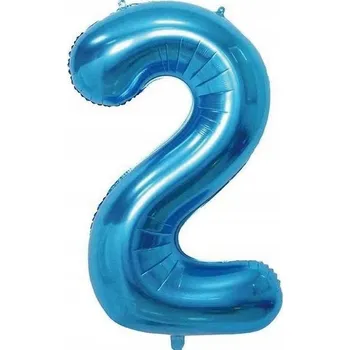 Balónek FÓLIOVÝ BALÓNEK ČÍSLICE 2 DVA ROKY MODRÁ ČÍSLICE VELKÁ 100cm HELIUM NAROZENINY