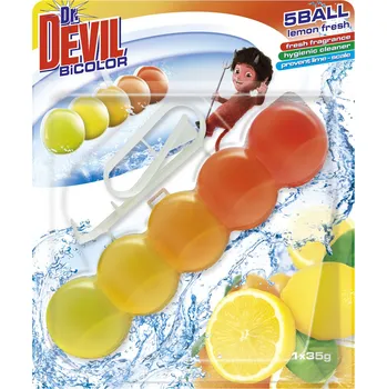 WC čistič Dr. Devil Bicolor WC 5ball 1x35g Lemon fresh