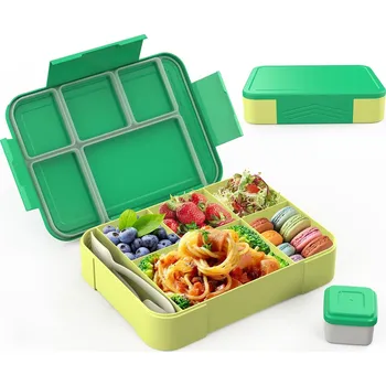 Svačinový box SWVIODMT Dětský box na svačinu s přihrádkami, 1300 ml, zelený