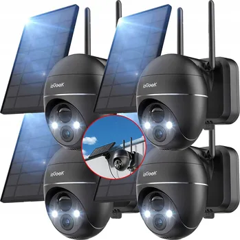 Bezpečnostní kamera EXTERNÍ SOLÁRNÍ KAMERA WIFI OTOČNÁ IP 2K 3MPX 4X ZOOM BATERIE 4KS