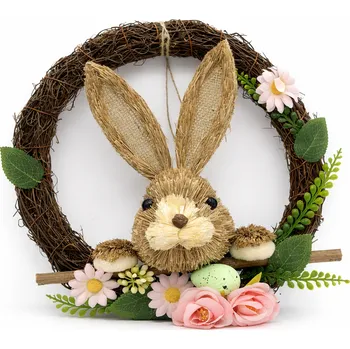 Velikonoční dekorace Velikonoce Slámový velikonoční věnec DXY25-42C 25 cm