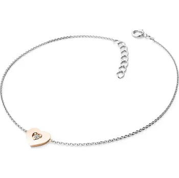 Šperk Náramek z růžového a bílého zlata 585/1000 s přírodním diamantem 0,045ct, 10874-NR02-BCV-DIA délka 17 cm