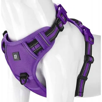 Postroj pro psa Postroj pro psa hrudní nastavitelný reflexní prodyšný fialový XL