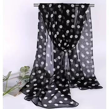 Šátek Lehká průhledná šálka puntikovaná, Složení 100% polyester, Barva Černá