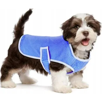 Obleček pro psa Chladicí vesta pro psa ze síťoviny na suchý zip, modrá, lehká, velikost L