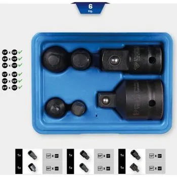 Nářadí pro automobil BRILLIANT TOOLS Souprava silových adaptérů, 6dílná, 1/4" + 3/8" + 1/2" + 3/4", BT024605