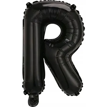 Balónek Balónek Písmeno R černý fóliový 40 cm Nápis Černá Písmeno Svatební Hostina Narozeniny