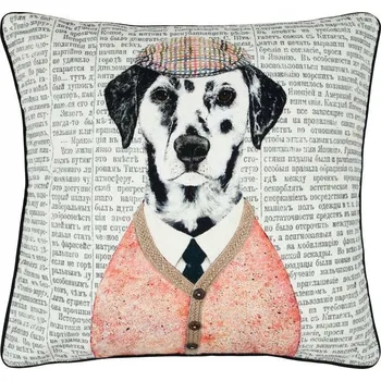 Polštář Dekorační Polštář PETER 45x45 - dalmatin, pes na pozadí novin