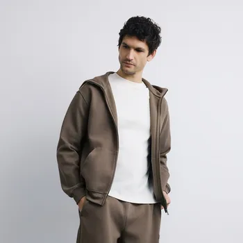 Pánská mikina Reserved - Mikina na zip s kapucí - pudrově zelená - 386HM-97X - 386HM-97X-XXL